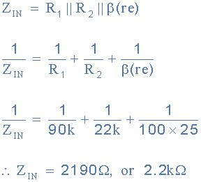 Input impedance formula - I know that the impedance of the voltage divider is R 1 R 2 R 1 + R 2 and the impedance of the emitter follower is β R 3, where β is the gain, but it's not clear to me how the impedance of the whole circuit can be calculated. I'm not just looking for a recipe.